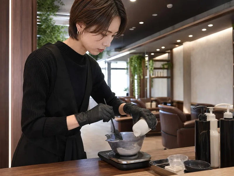 薬剤をその場で計量・調合する様子