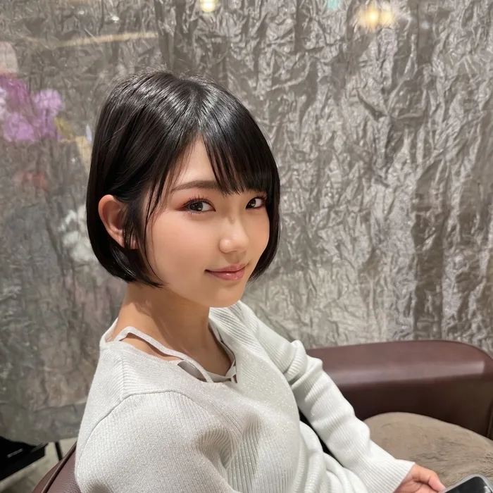 黒髪ミニボブ